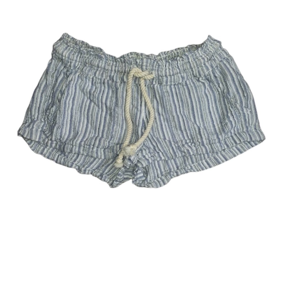 ROXY striped rope drawstring waist cotton shorts with pockets medium